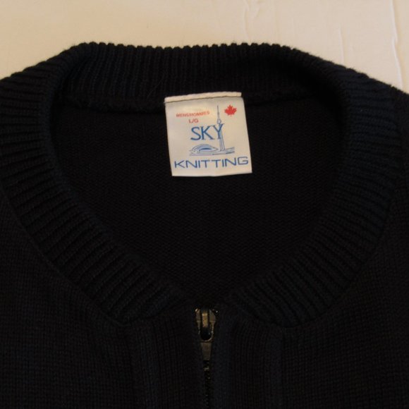 Vintage Labatt's Knit Cardigan Dark Blue Black Beer Promotion EUC Sz Large - Picture 6 of 14